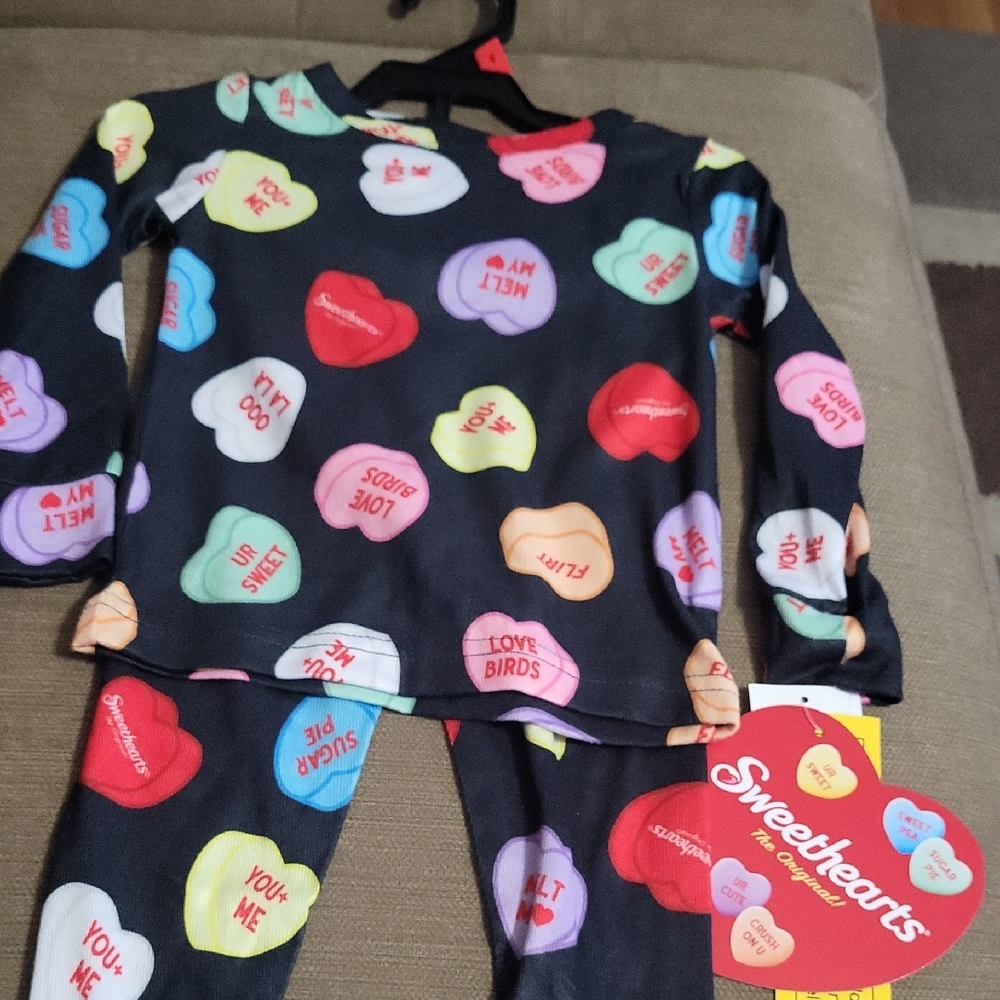 Sweetheart Clothing Kids Pajama Set - Black with Colorful Hearts
